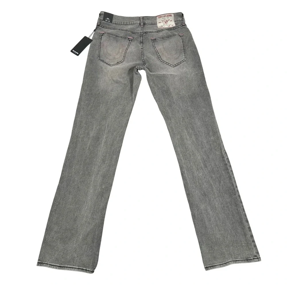 True Religion Ricky Relaxed Straight Jeans Mens 31x34 Gray Wash‎ Distressed NEW